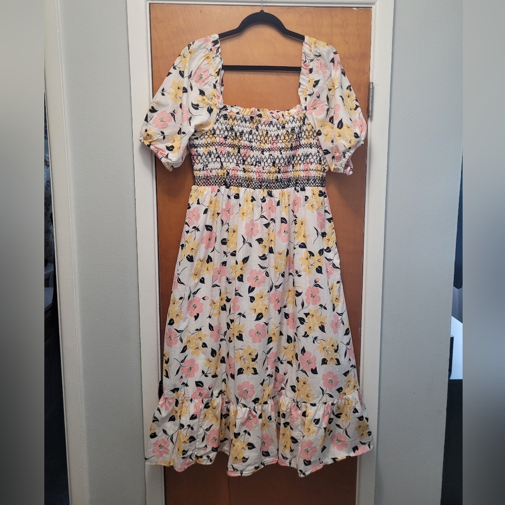 kate spade new york Lily Blooms Smocked Midi Dress